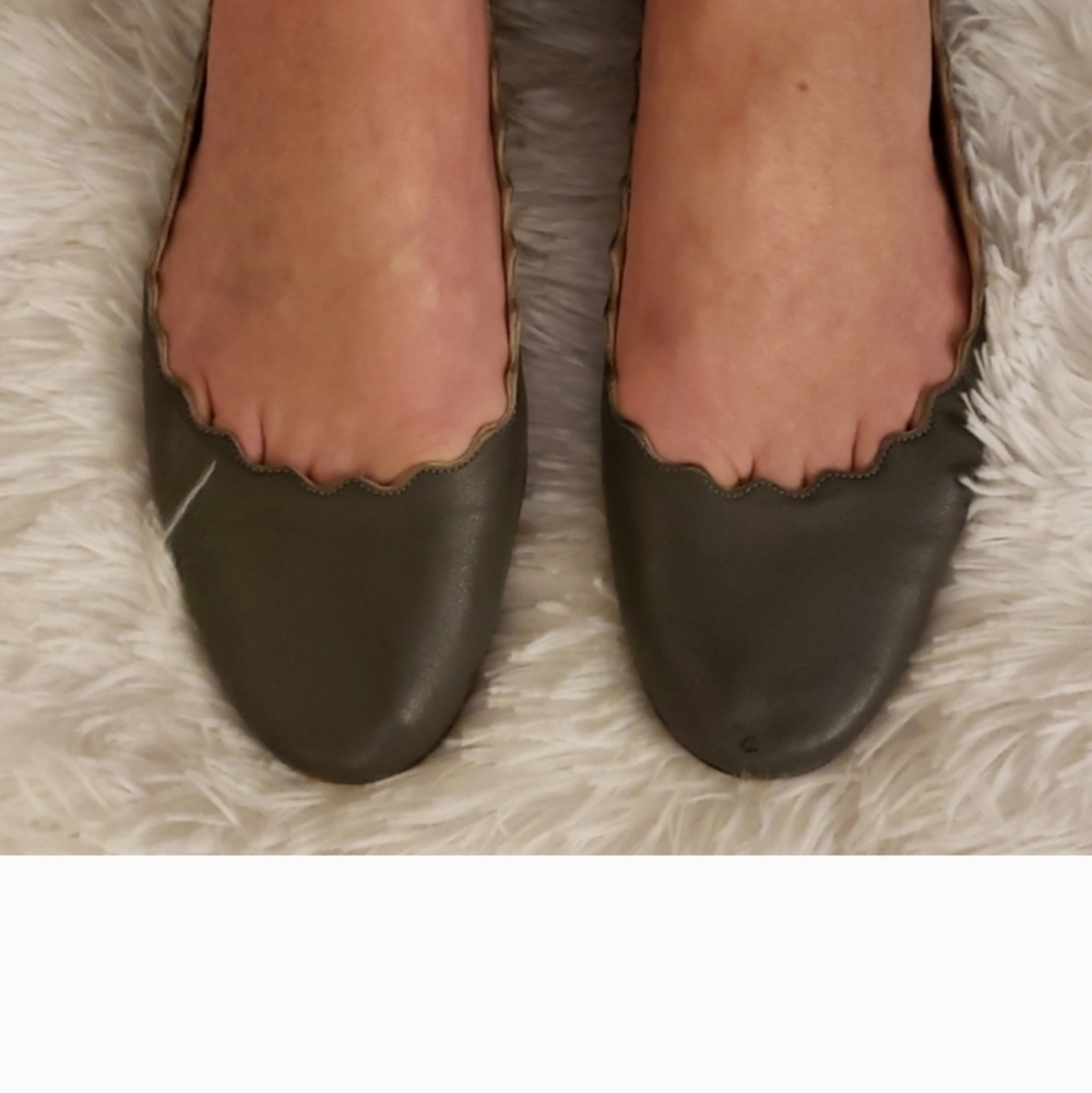 Chloe Dark Gray Women's US 7 EUR 37.5 Lauren Ballerina Flat Slip-on Leather Shoe